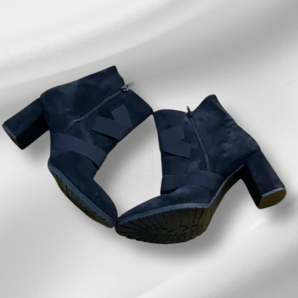 Andre Assous Black Suede Heeled Ankle Boots